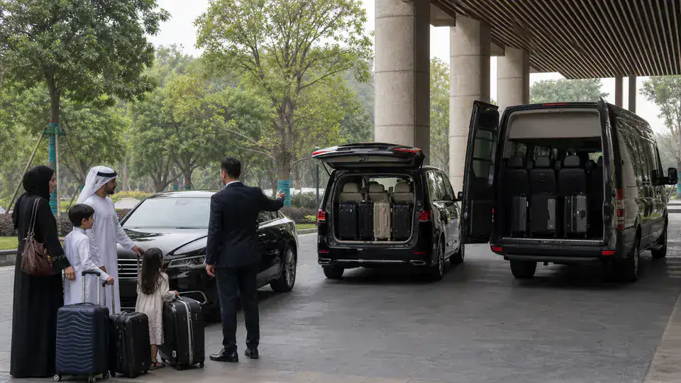 UAE family comparing private vehicle options with a China travel coordinator
